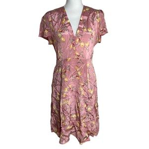 By Timo Satin Floral Mini Dress Mauve Pink Size L
